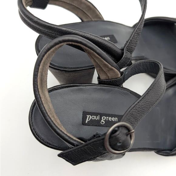 Paul Green Leslie Platform Sandal Ankle Strap Women's Black Size US9/UK7 EU40 - Picture 13 of 13